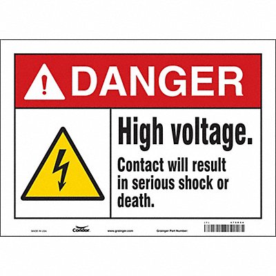 CONDOR 479R94 Safety Sign 10 in x 14 in Vinyl
