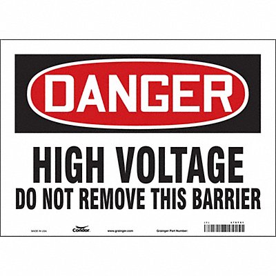 CONDOR 479T01 Safety Sign 10 in x 14 in Vinyl