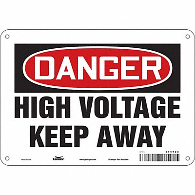 CONDOR 479T28 Safety Sign 7 in x 10 in Aluminum