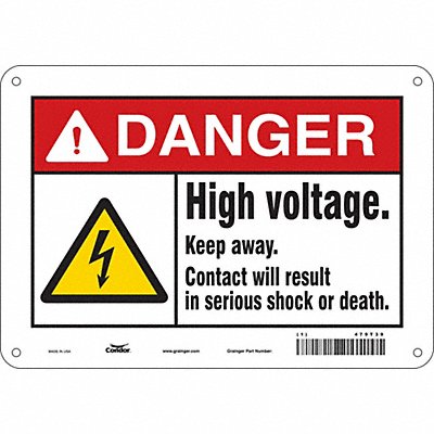CONDOR 479T39 Safety Sign 7 in x 10 in Aluminum