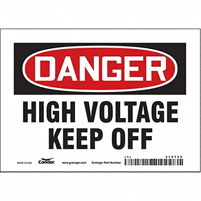 CONDOR 479T55 Safety Sign 5 inx7 in Vinyl