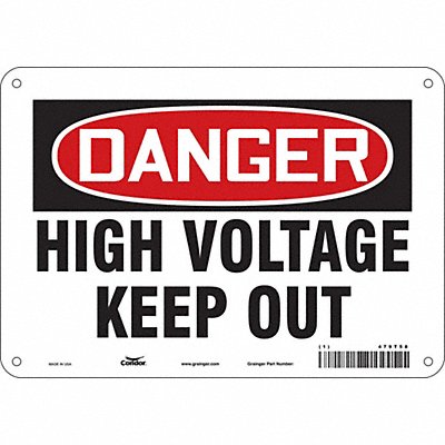 CONDOR 479T58 J6932 Safety Sign 7 in x 10 in Aluminum