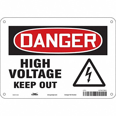 CONDOR 479T82 Safety Sign 7 in x 10 in Aluminum