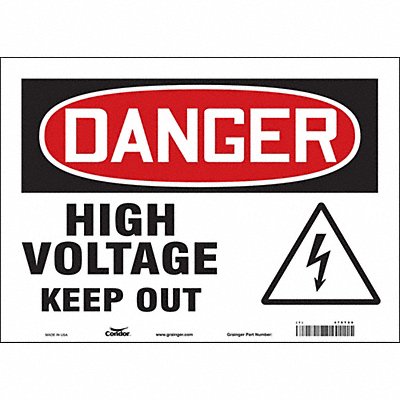 CONDOR 479T89 Safety Sign 10 in x 14 in Vinyl