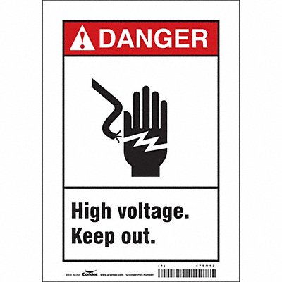 CONDOR 479U12 Safety Sign 10 in x 7 in Vinyl