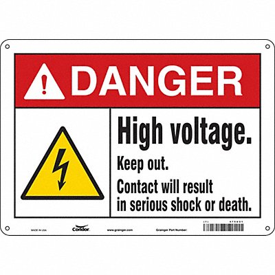 CONDOR 479U21 Safety Sign 10 in x 14 in Aluminum