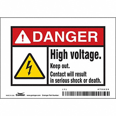 CONDOR 479U29 Safety Sign 3 1/2 inx5 in Vinyl