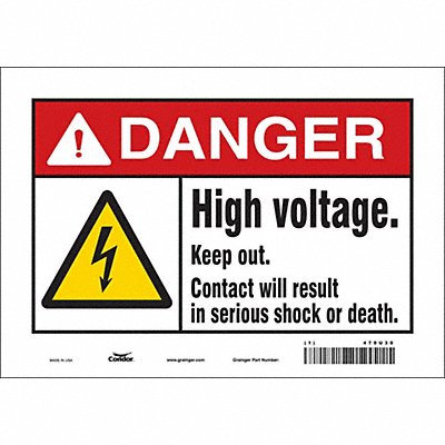 CONDOR 479U30 Safety Sign 7 in x 10 in Vinyl