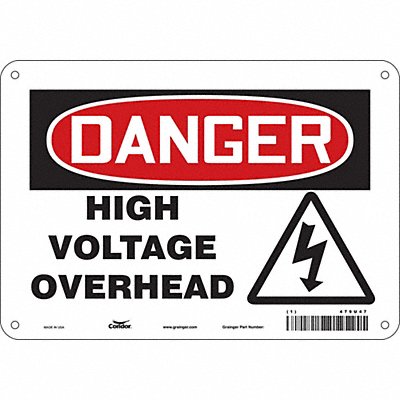 CONDOR 479U47 Safety Sign 7 in x 10 in Polyethylene