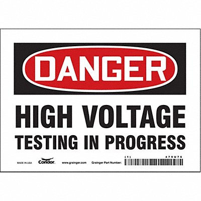 CONDOR 479U76 Safety Sign 5 in x 7 in Vinyl