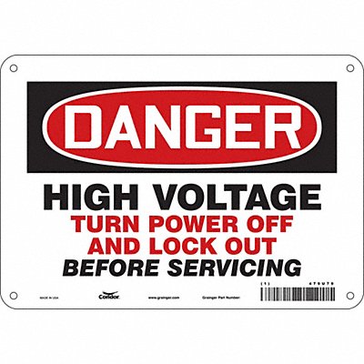 CONDOR 479U79 J8886 Safety Sign 7 in x 10 in Aluminum