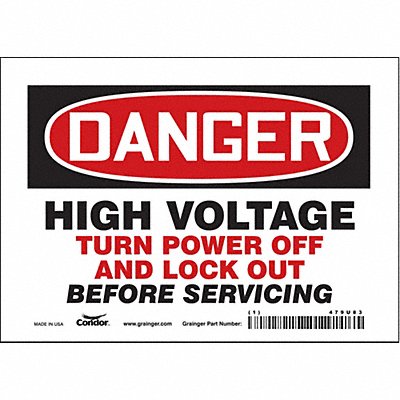 CONDOR 479U83 J8886 Safety Sign 5 inx7 in Vinyl