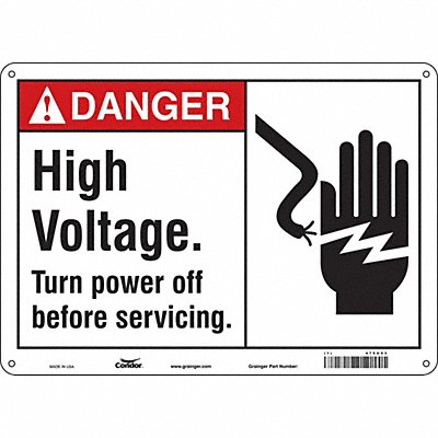CONDOR 479U93 Safety Sign 10 in x 14 in Aluminum