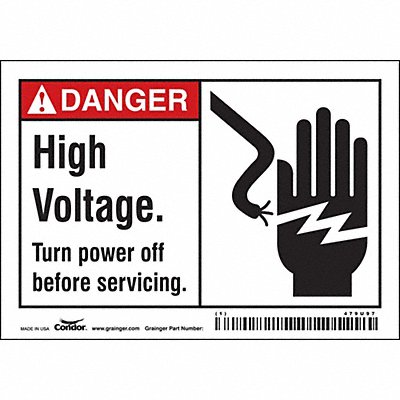 CONDOR 479U97 Safety Sign 3 1/2 inx5 in Vinyl