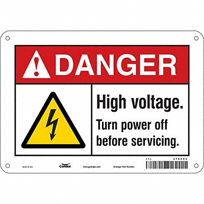 CONDOR 479V03 Safety Sign 7 in x 10 in Polyethylene