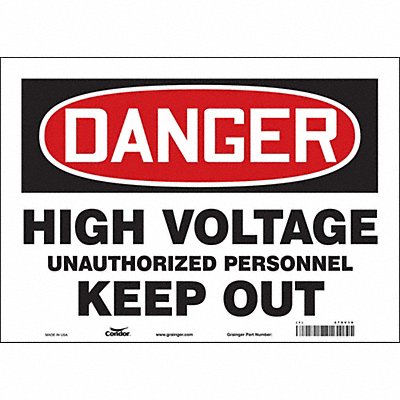 CONDOR 479V19 Safety Sign 10 inx14 in Vinyl