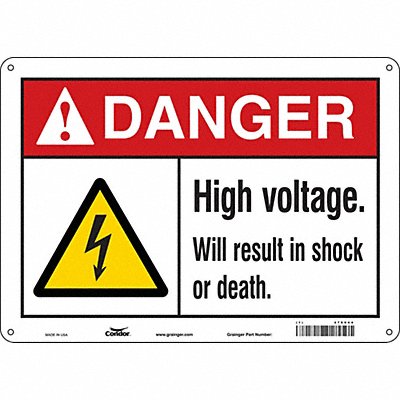CONDOR 479V44 Safety Sign 10 in x 14 in Aluminum