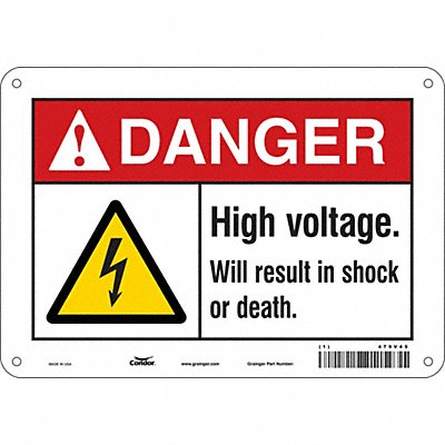 CONDOR 479V45 Safety Sign 7 in x 10 in Polyethylene