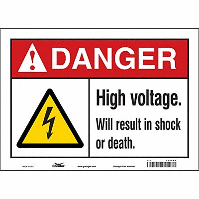 CONDOR 479V49 Safety Sign 10 in x 14 in Vinyl