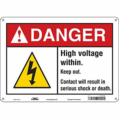 CONDOR 479V66 Safety Sign 10 in x 14 in Aluminum