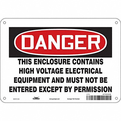 CONDOR 479V80 Safety Sign 7 in x 10 in Polyethylene