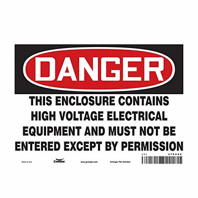 CONDOR 479V82 Safety Sign 7 inx10 in Vinyl