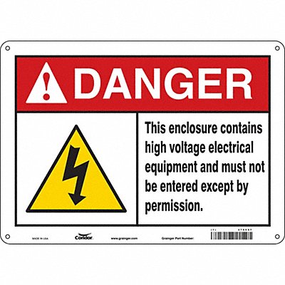 CONDOR 479V87 Safety Sign 10 in x 14 in Polyethylene