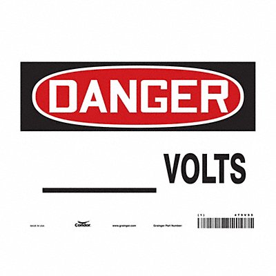 CONDOR 479V95 Safety Sign 7 in x 10 in Vinyl