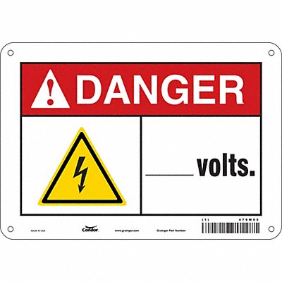 CONDOR 479W05 Safety Sign 7 in x 10 in Aluminum