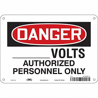 CONDOR 479W11 Safety Sign 7 in x 10 in Aluminum