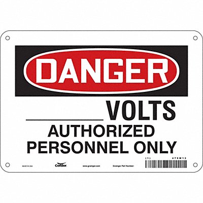 CONDOR 479W13 Safety Sign 7 in x 10 in Polyethylene