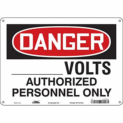 CONDOR 479W14 Safety Sign 10 in x 14 in Polyethylene