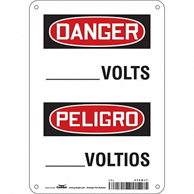 CONDOR 479W17 Safety Sign 10 in x 7 in Aluminum