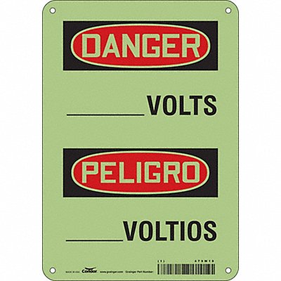 CONDOR 479W19 Safety Sign 10 inx7 in Glow Vinyl