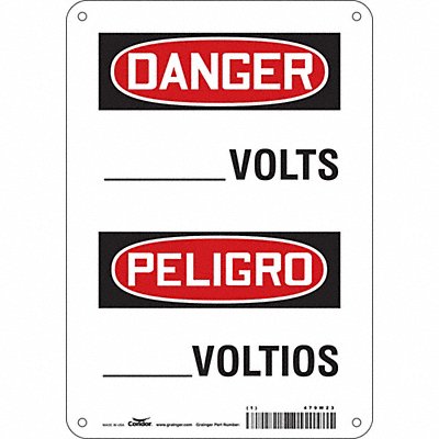 CONDOR 479W23 Safety Sign 10 in x 7 in Polyethylene