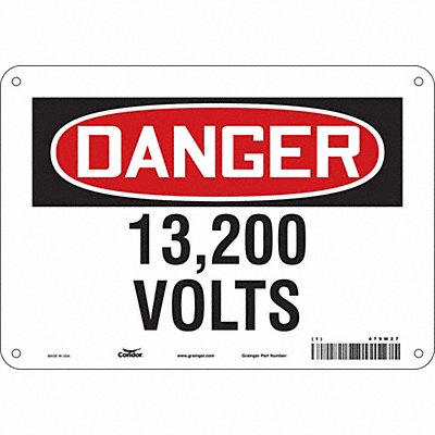 CONDOR 479W27 Safety Sign 7 in x 10 in Aluminum