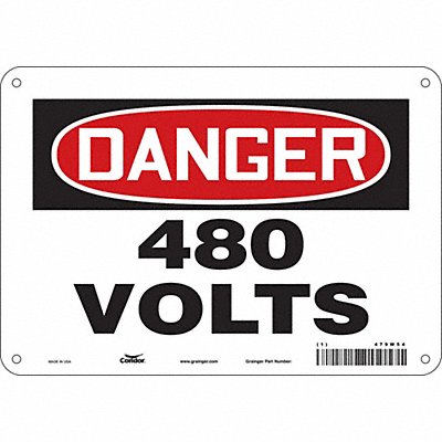 CONDOR 479W54 Safety Sign 7 in x 10 in Aluminum