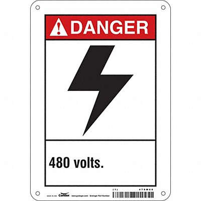 CONDOR 479W60 Safety Sign 10 in x 7 in Aluminum