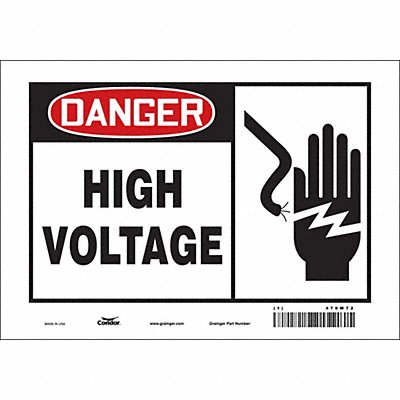 CONDOR 479W72 Safety Sign 7 inx10 in Vinyl
