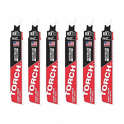 MILWAUKEE TOOL  EQUIPMENT 48-00-5361, 48-00-5361 TPI8 (2) 6 w/NITRUS CARBIDE SAWZALL 3PK