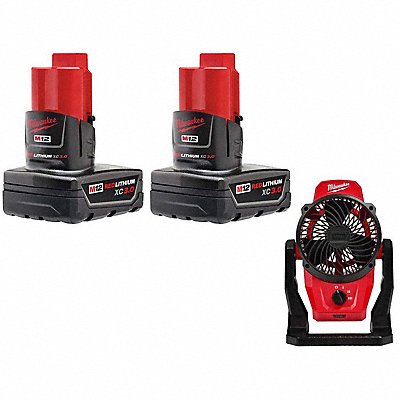 MILWAUKEE 48112400000000 M12 XC Battery 2PK + M12 Mounting Fan