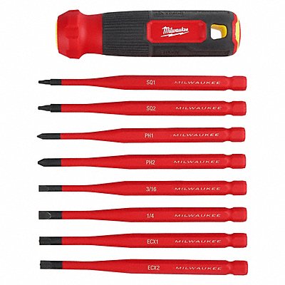 MILWAUKEE 48222218 Multi-Bit Screwdriver 12 1/2 in L 8 pcs