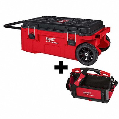 MILWAUKEE 4822842848228320 PACKOUT Rolling Tool Chest + 20 Tote