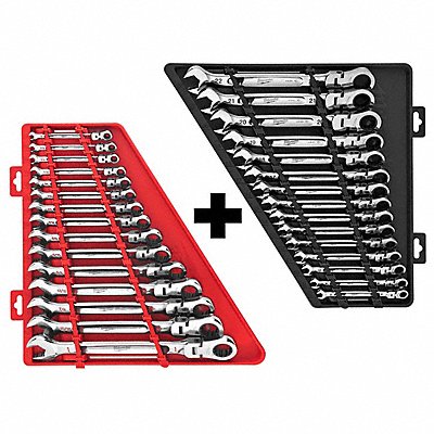 MILWAUKEE 4822951348229410 Met/SAE Flex Head Ratcheting Wrench 30pc