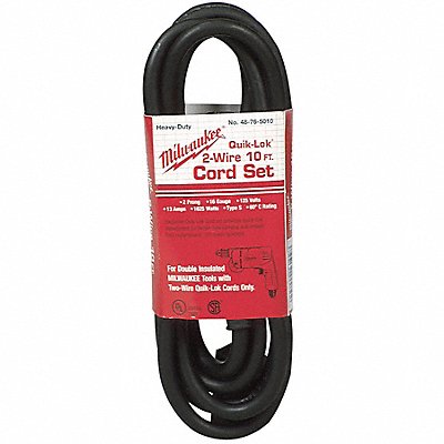 MILWAUKEE 48765010 Pwr Tool Cord 1-15P 10 ft 13A 16/2 125V