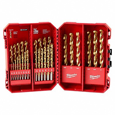 MILWAUKEE 48890012 Jobber Length Drill Set 29pc HSS