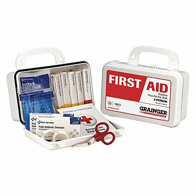 GRAINGER 59290 First Aid Kit w/House 66pcs 3x5 WHT