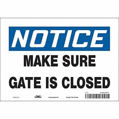 CONDOR 480G60 Safety Sign 7 in x 10 in Vinyl