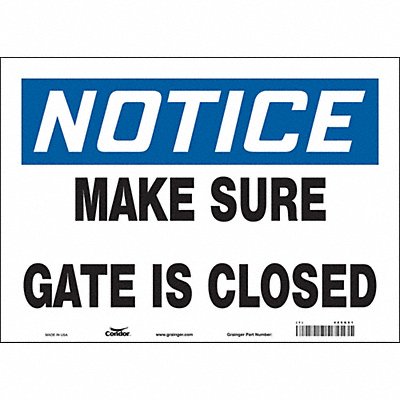 CONDOR 480G61 Safety Sign 10 in x 14 in Vinyl