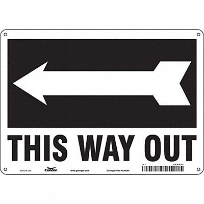 CONDOR 480K02 Safety Sign 10 in x 14 in Aluminum